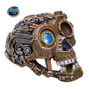 Akvariedekoration - Cyborg Skull 2 med LED