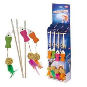 Display 9 stk., Stang med fisk og sisal kugle