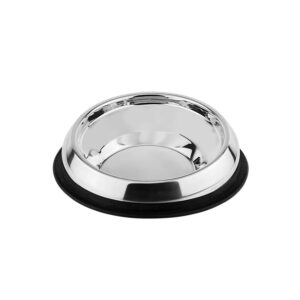 Rustfrit stål skål for fladsnudede hunde med gummitring